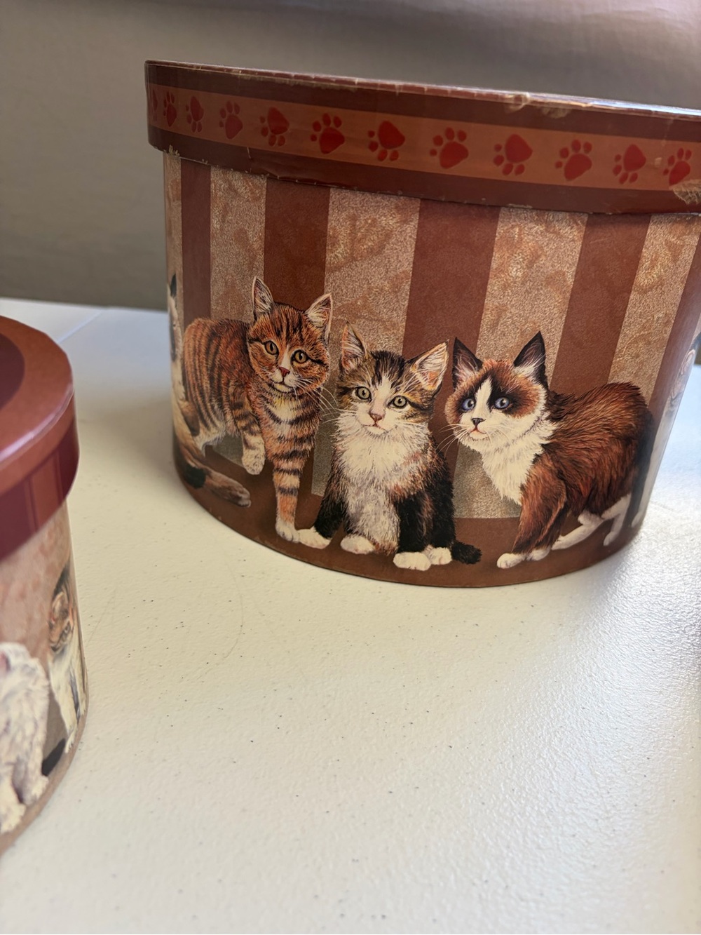 Cat Lady Cats Nesting Storage Boxes Set of 3 Hat Boxes Cottagecore Decor Vintage - Picture 6 of 7